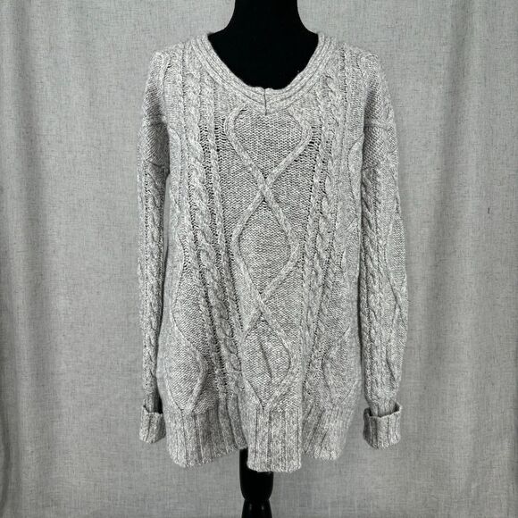 Brown Allan Knit Sweater Grey Wool Cashmere Blend Oversized Cabincore Cozy XS - Picture 1 of 10